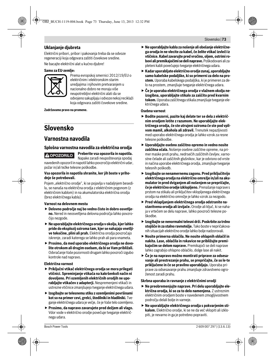 Slovensko, Varnostna navodila | Bosch PST 750 PE User Manual | Page 73 / 103