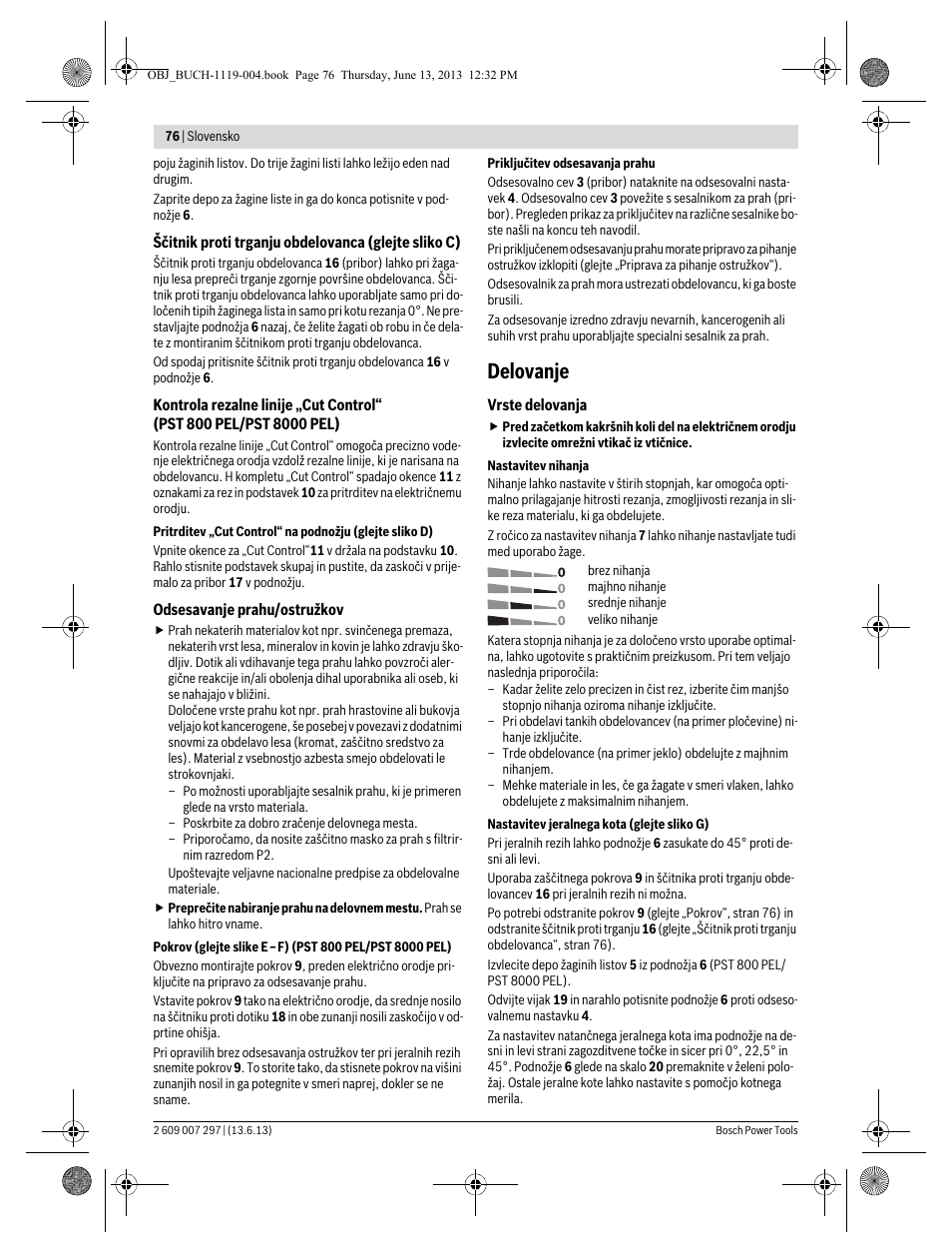 Delovanje | Bosch PST 750 PE User Manual | Page 76 / 103