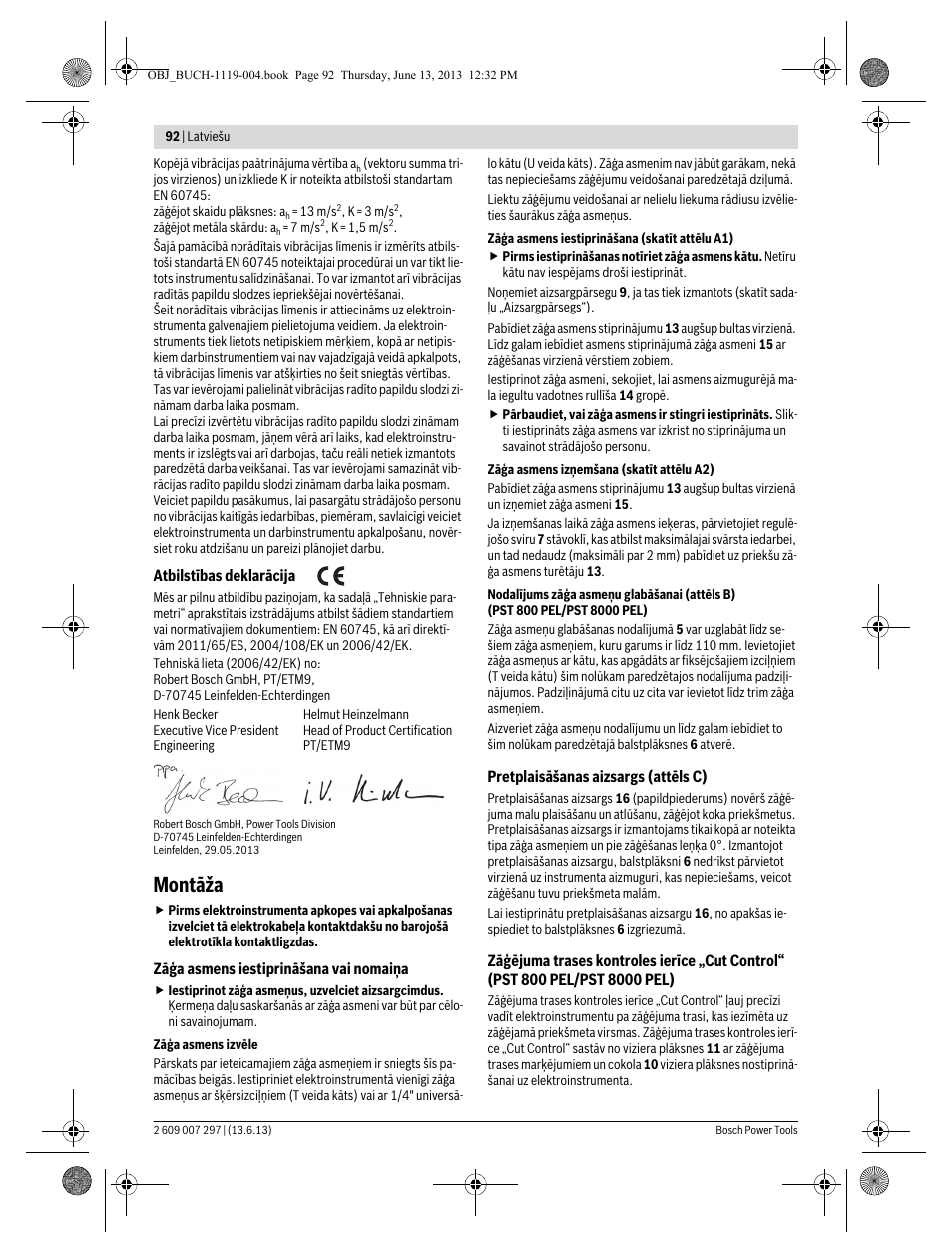 Montāža | Bosch PST 750 PE User Manual | Page 92 / 103