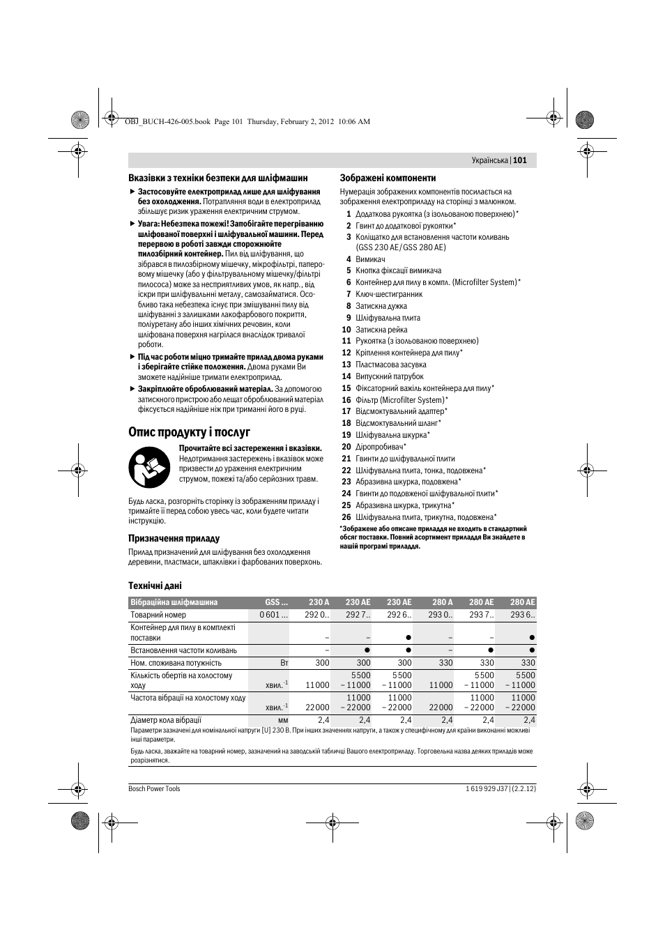 Опис продукту ³ послуг | Bosch GSS Professional 230 A User Manual | Page 101 / 158