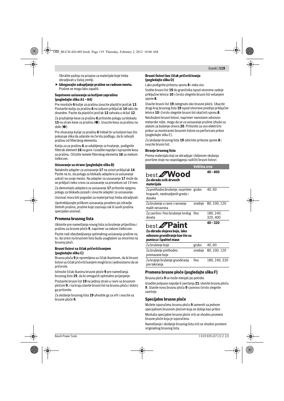 Bosch GSS Professional 230 A User Manual | Page 119 / 158