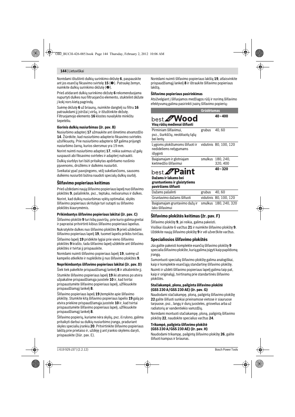 Bosch GSS Professional 230 A User Manual | Page 144 / 158