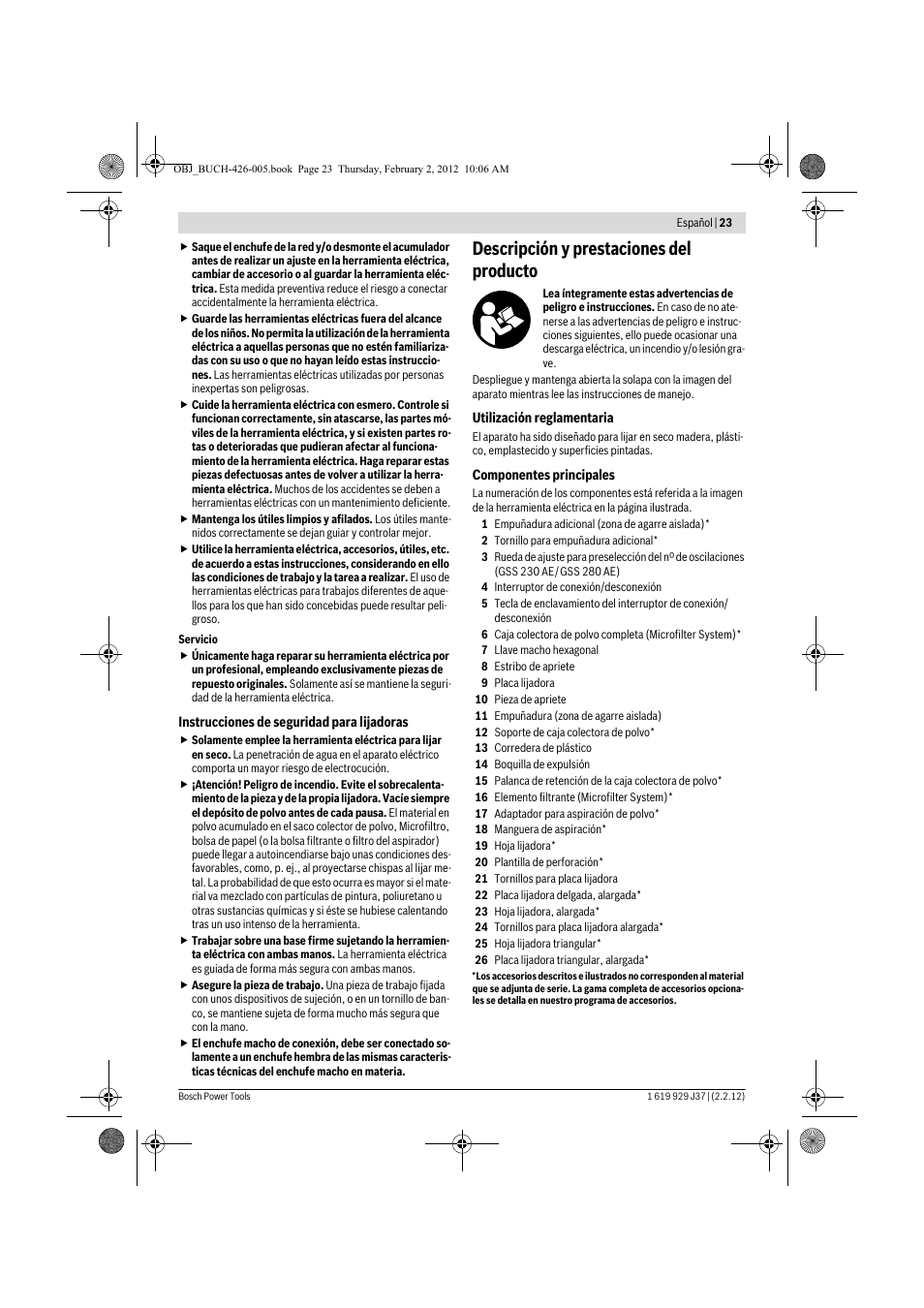 Descripción y prestaciones del producto | Bosch GSS Professional 230 A User Manual | Page 23 / 158