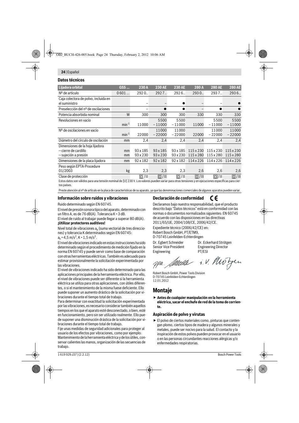 Montaje | Bosch GSS Professional 230 A User Manual | Page 24 / 158