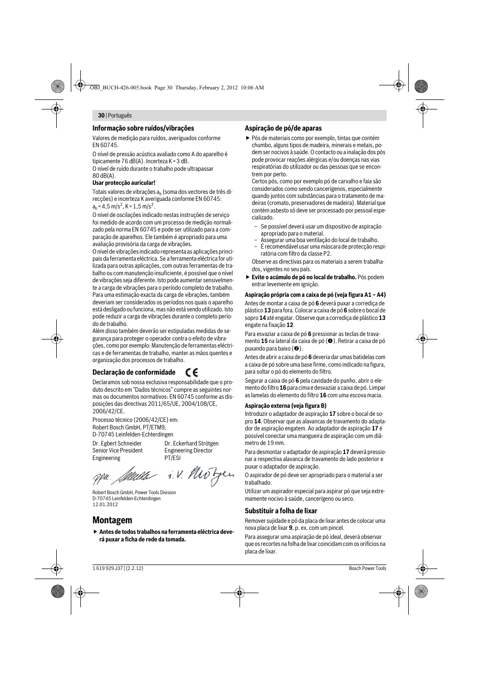 Montagem | Bosch GSS Professional 230 A User Manual | Page 30 / 158