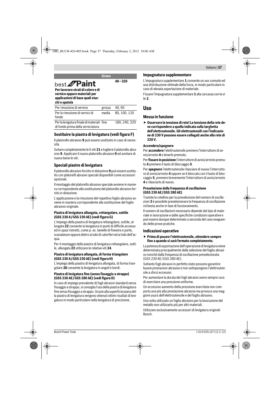 Bosch GSS Professional 230 A User Manual | Page 37 / 158