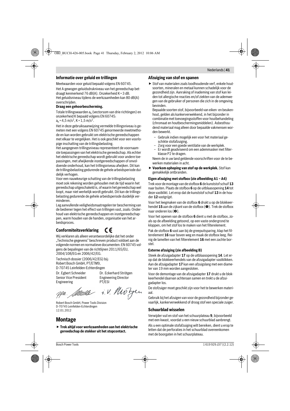 Montage | Bosch GSS Professional 230 A User Manual | Page 41 / 158