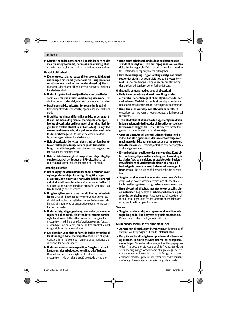 Bosch GSS Professional 230 A User Manual | Page 44 / 158