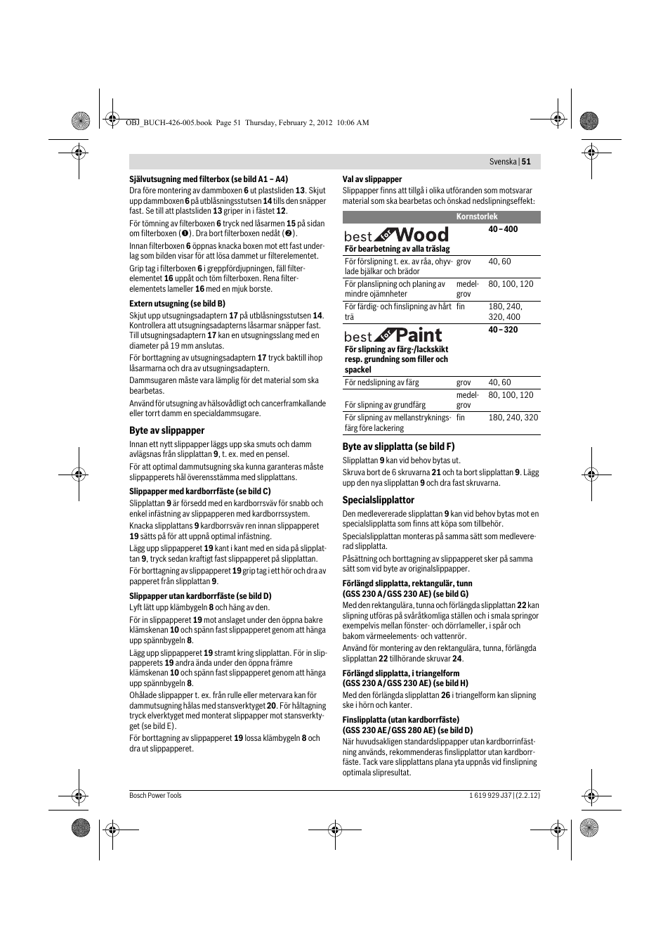 Bosch GSS Professional 230 A User Manual | Page 51 / 158