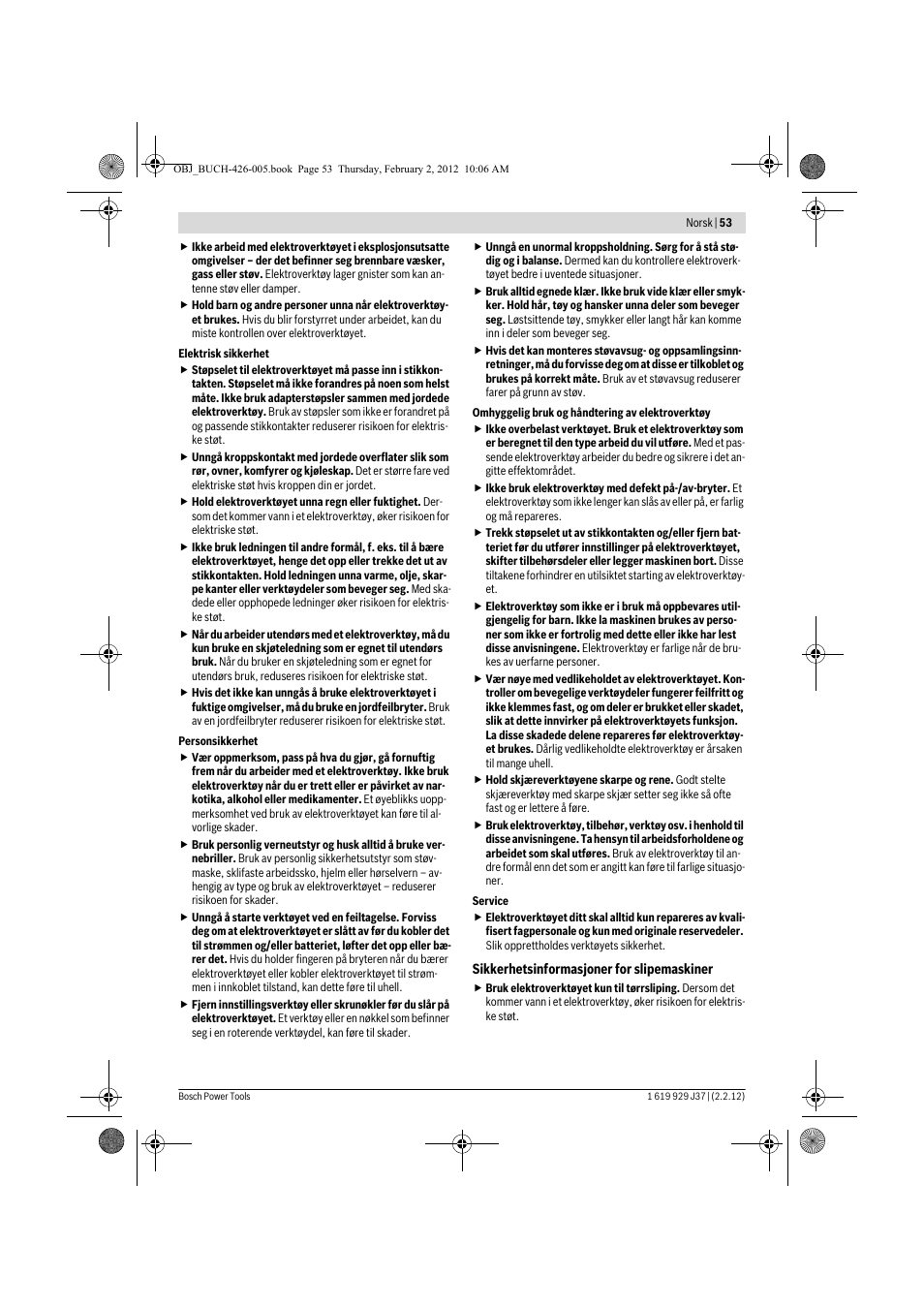 Bosch GSS Professional 230 A User Manual | Page 53 / 158