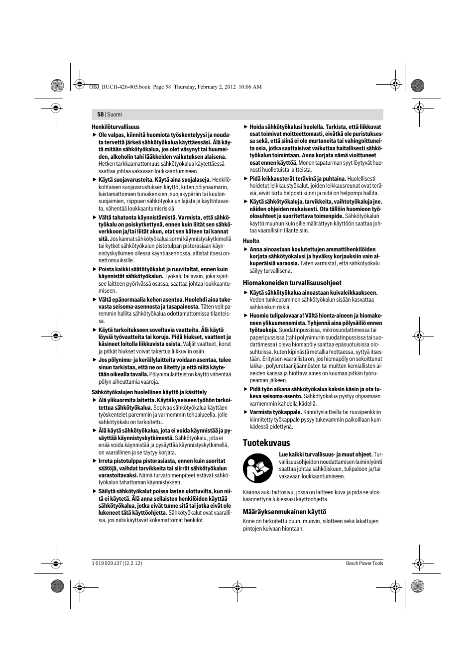 Tuotekuvaus | Bosch GSS Professional 230 A User Manual | Page 58 / 158