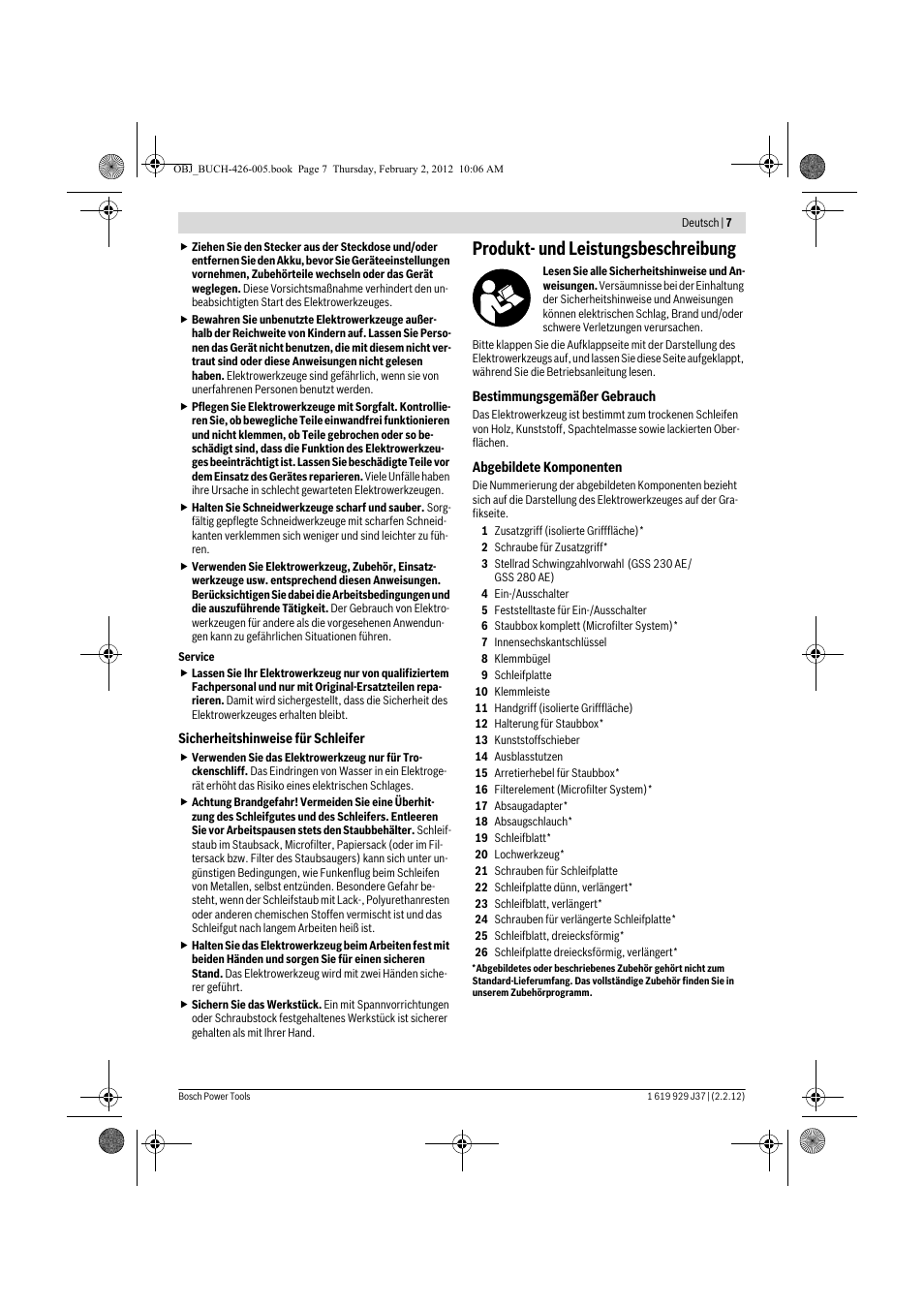 Produkt- und leistungsbeschreibung | Bosch GSS Professional 230 A User Manual | Page 7 / 158