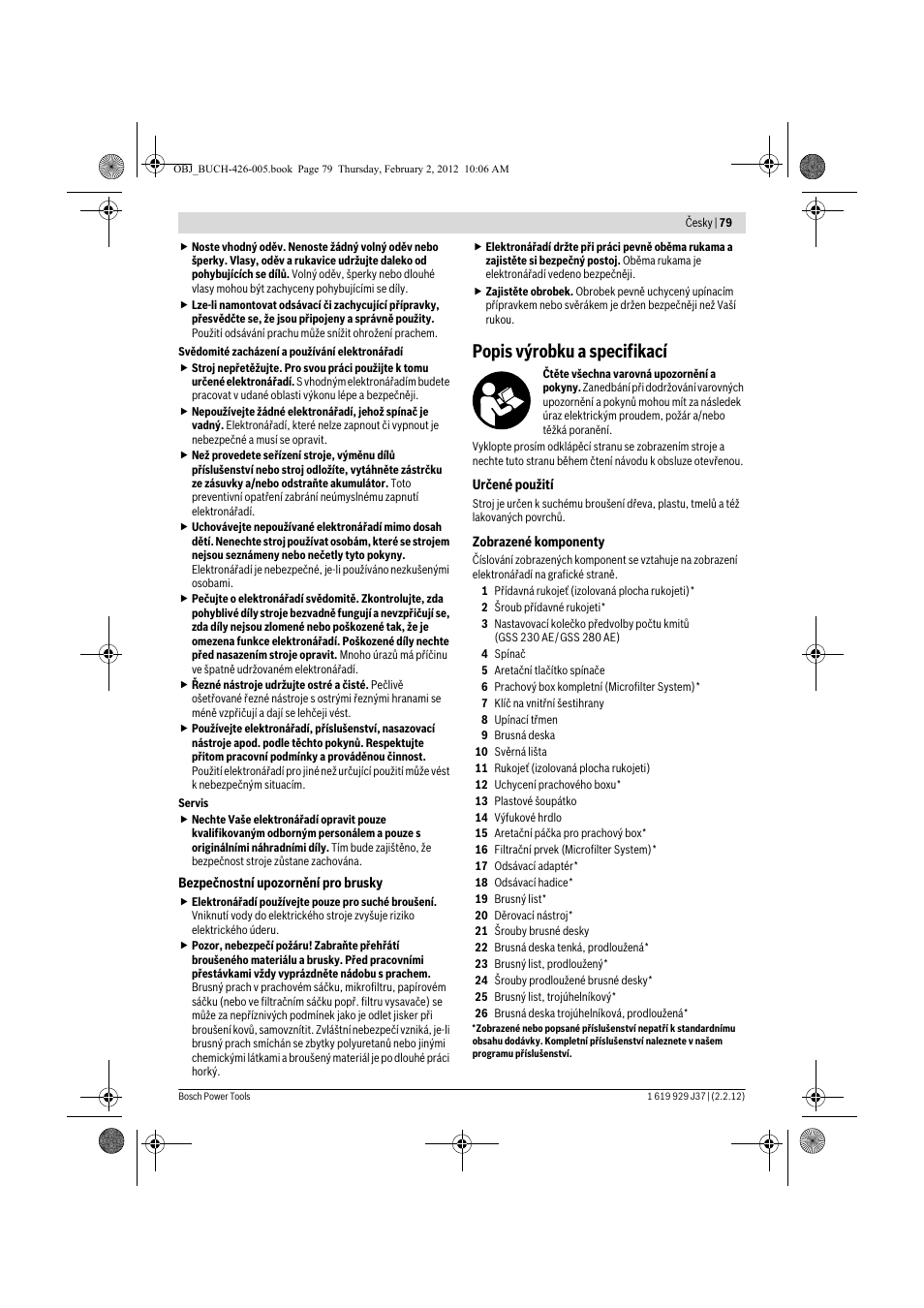 Popis výrobku a specifikací | Bosch GSS Professional 230 A User Manual | Page 79 / 158