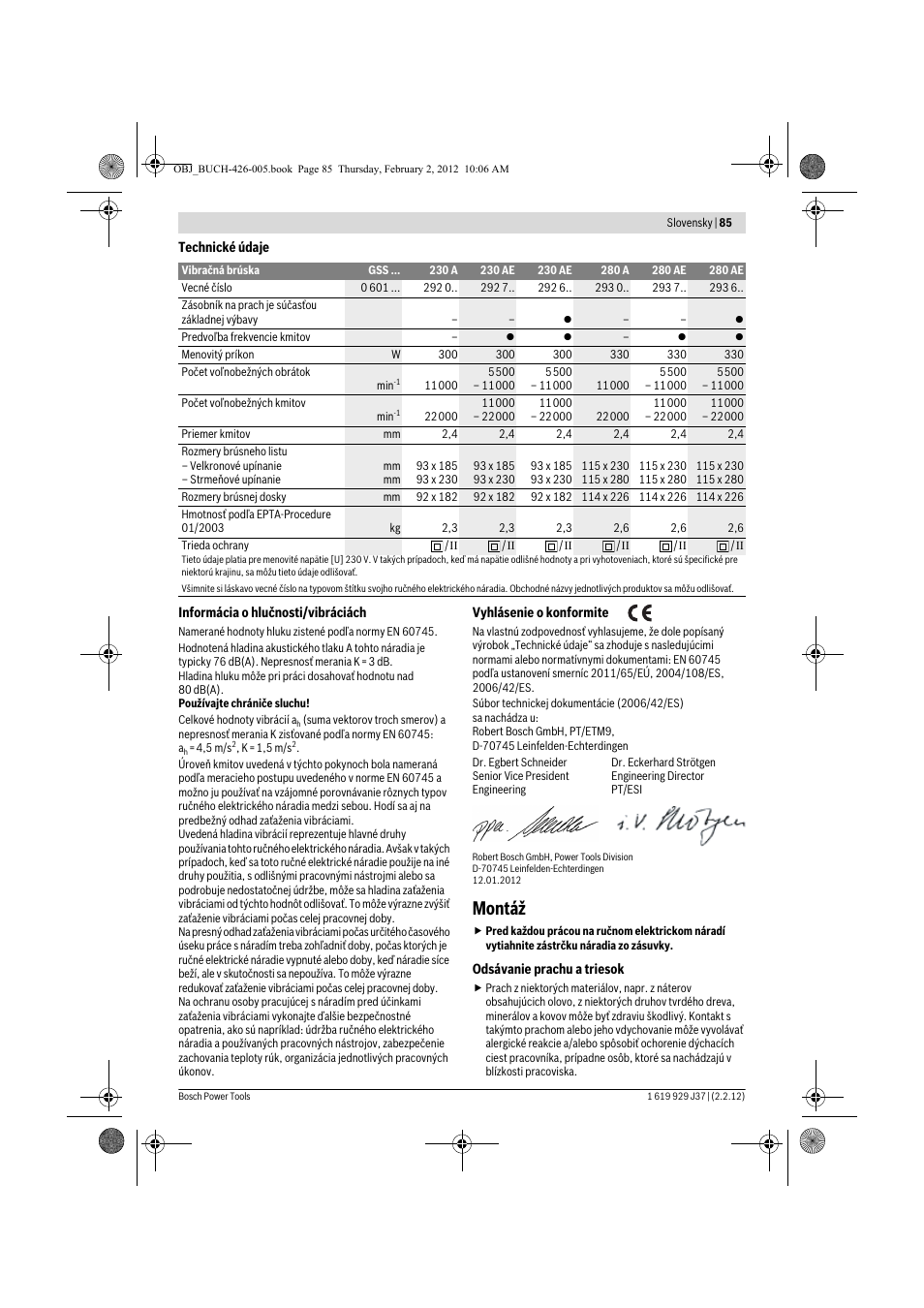 Montáž | Bosch GSS Professional 230 A User Manual | Page 85 / 158