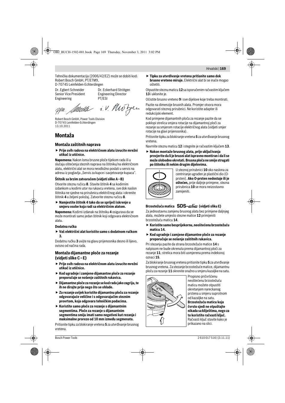 Montaža | Bosch GCT 115 Professional User Manual | Page 169 / 205