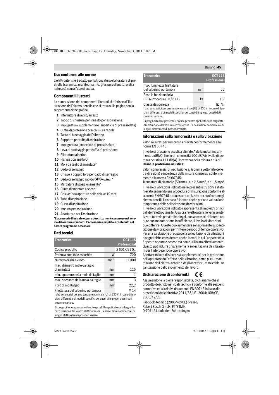 Bosch GCT 115 Professional User Manual | Page 45 / 205