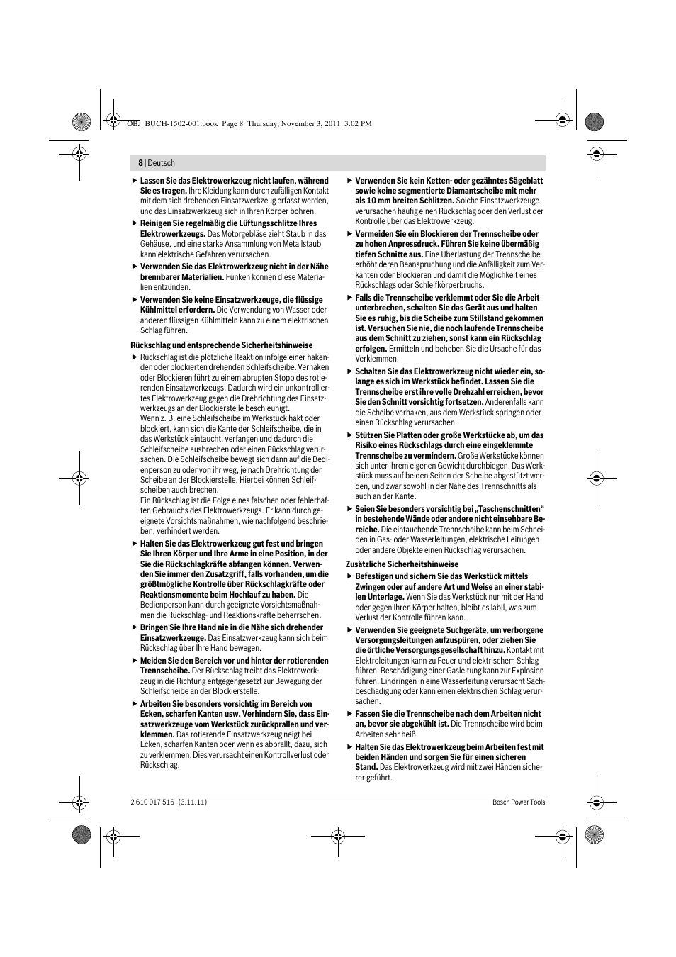 Bosch GCT 115 Professional User Manual | Page 8 / 205