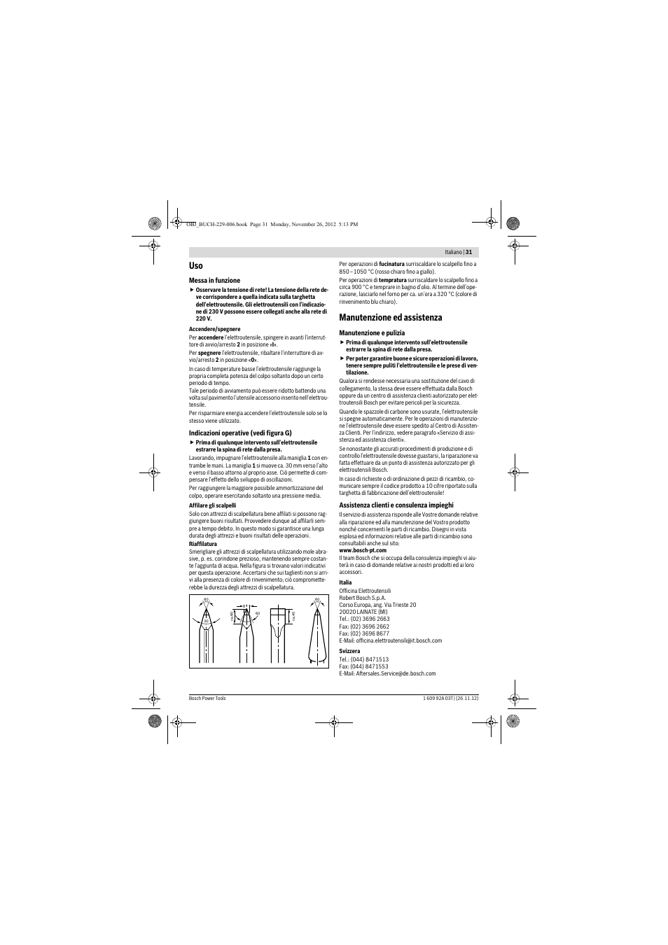 Manutenzione ed assistenza | Bosch GSH Professional 16-28 User Manual | Page 31 / 130