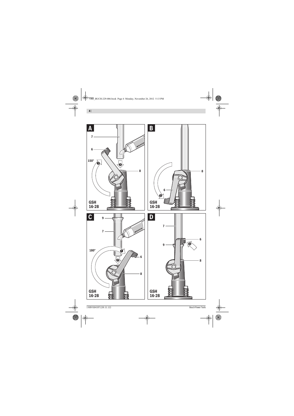 Dc b a | Bosch GSH Professional 16-28 User Manual | Page 4 / 130