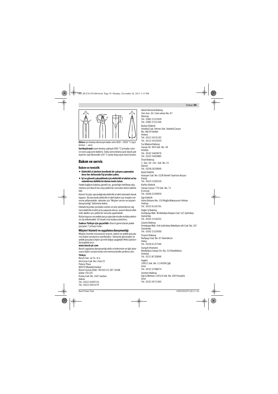 Bakım ve servis | Bosch GSH Professional 16-28 User Manual | Page 59 / 130