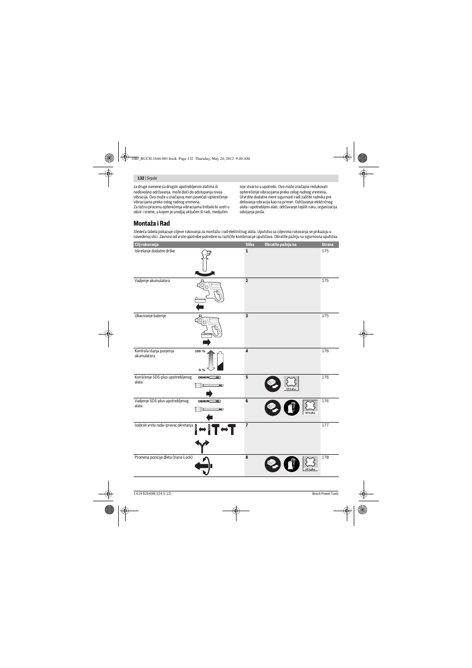 Montaža i rad | Bosch GBH 18 V-EC Professional User Manual | Page 132 / 180