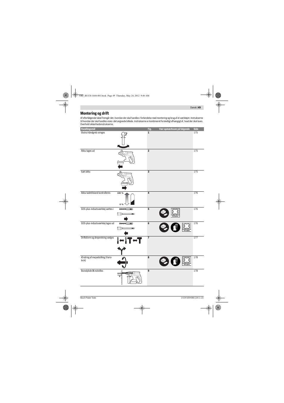 Montering og drift | Bosch GBH 18 V-EC Professional User Manual | Page 49 / 180