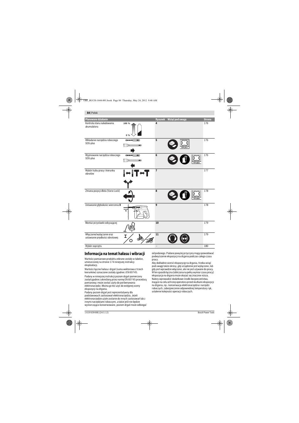 Informacja na temat hałasu i wibracji | Bosch GBH 18 V-EC Professional User Manual | Page 84 / 180