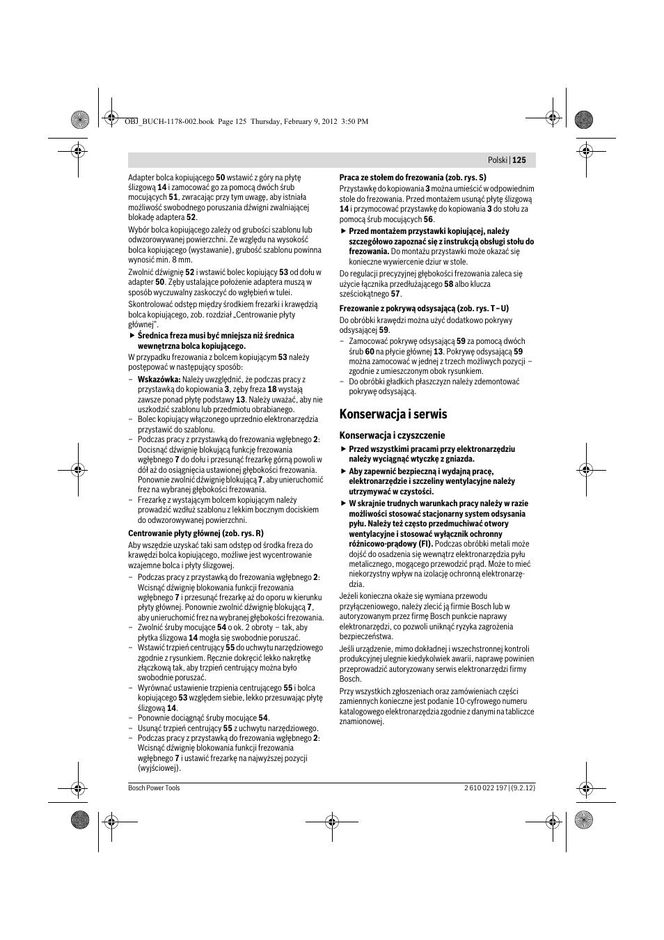 Konserwacja i serwis | Bosch GMF 1600 CE Professional User Manual | Page 125 / 255