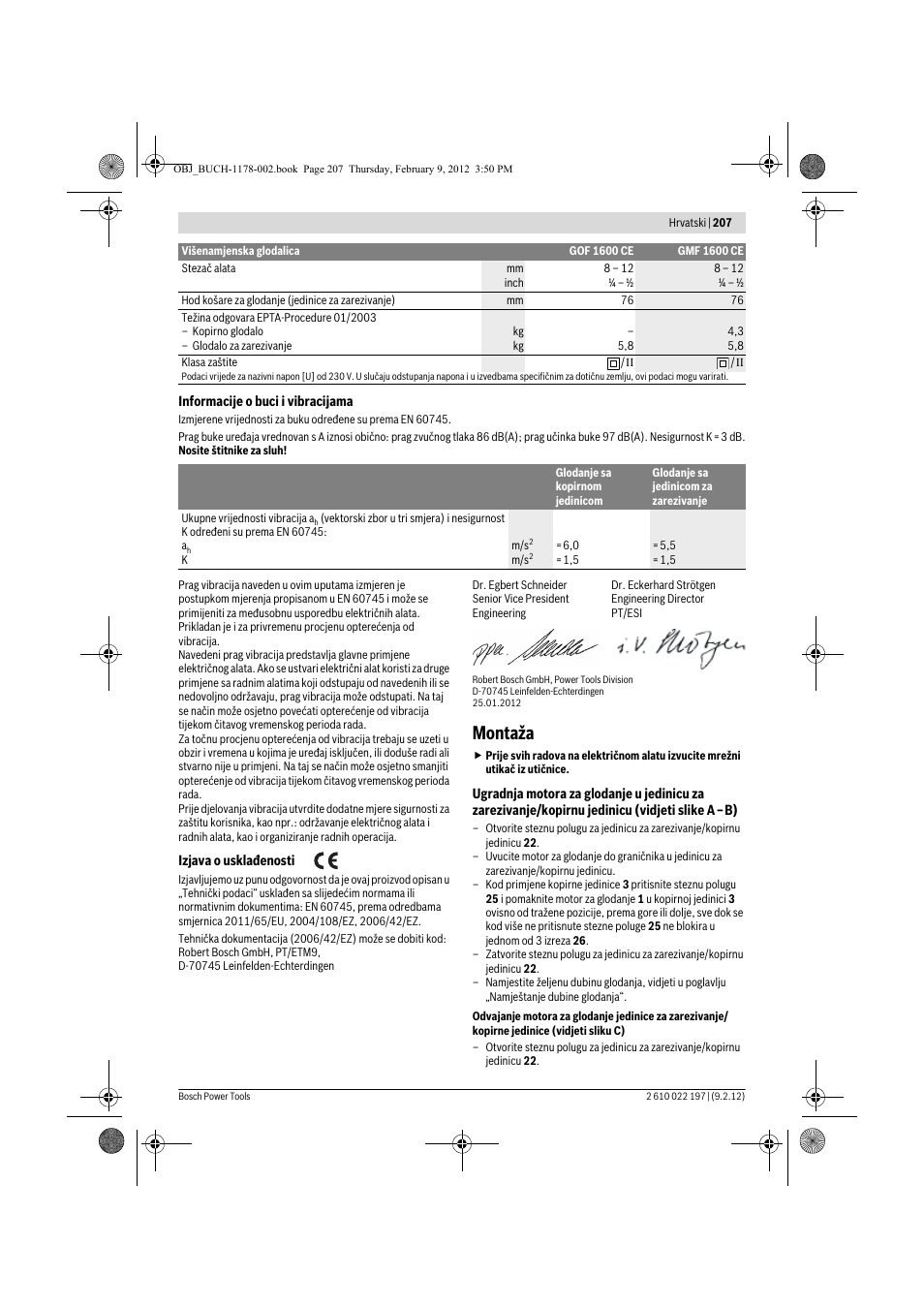 Montaža | Bosch GMF 1600 CE Professional User Manual | Page 207 / 255