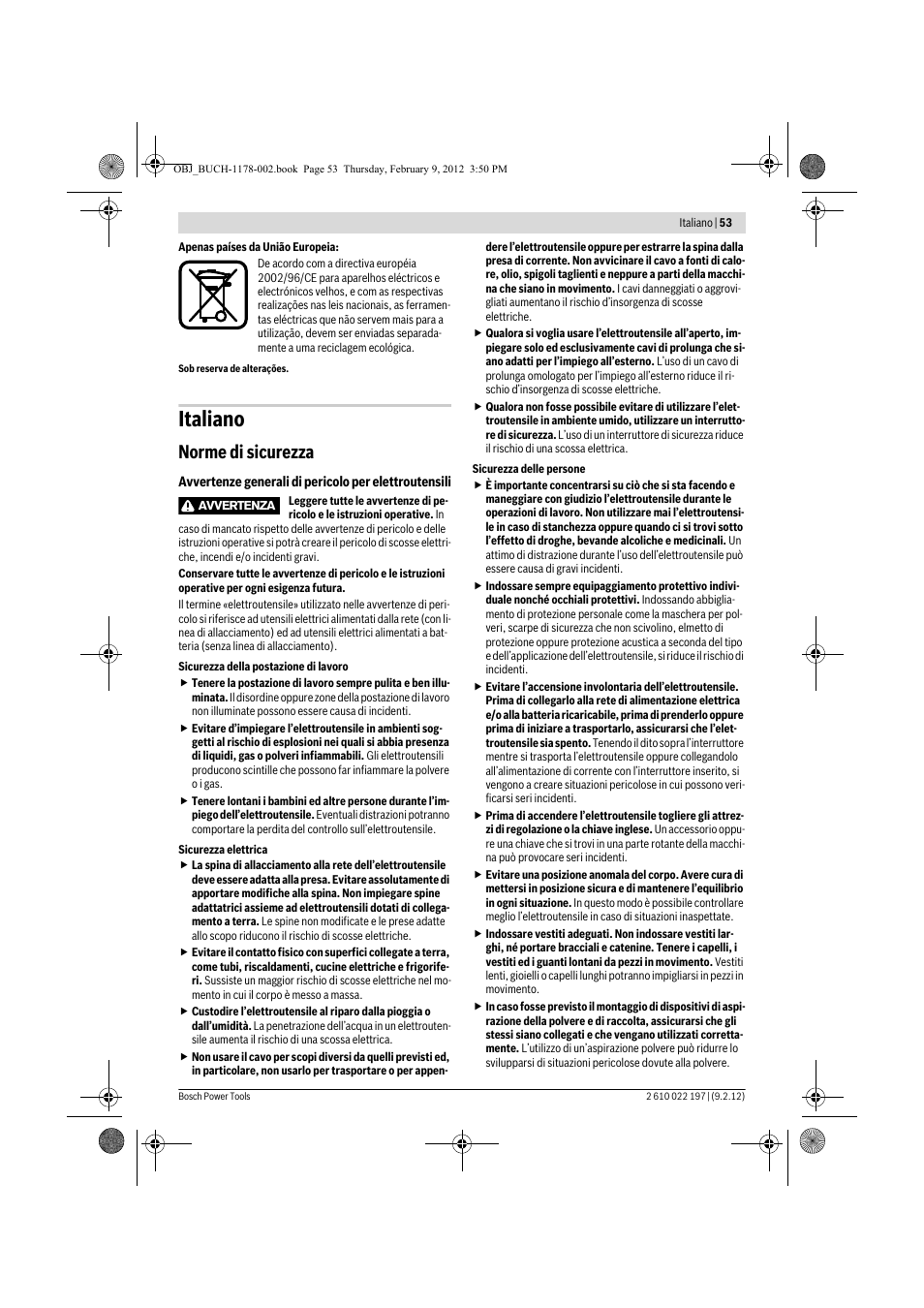 Italiano, Norme di sicurezza | Bosch GMF 1600 CE Professional User Manual | Page 53 / 255