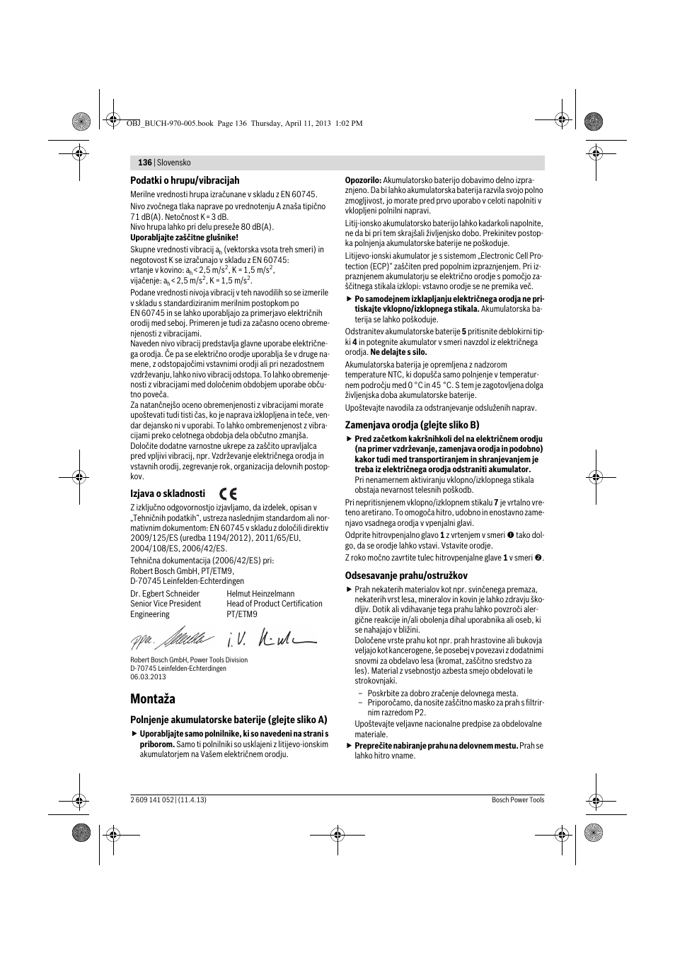 Montaža | Bosch GSR 10,8-2-LI Professional User Manual | Page 136 / 169