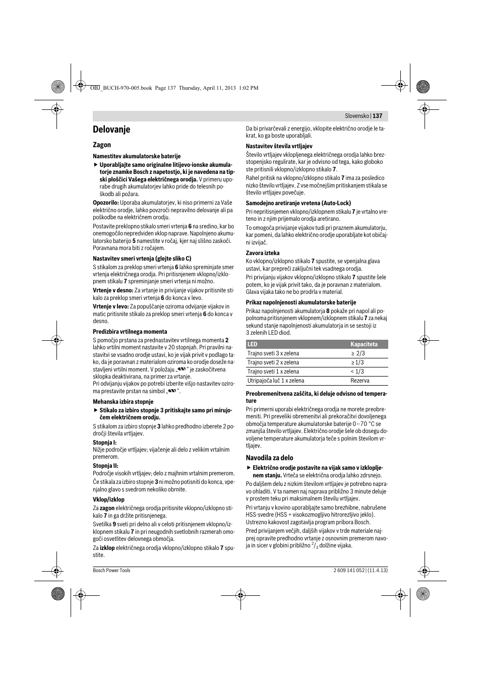 Delovanje | Bosch GSR 10,8-2-LI Professional User Manual | Page 137 / 169
