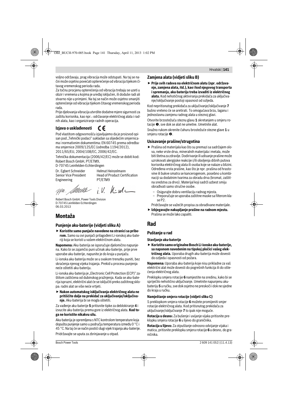 Montaža | Bosch GSR 10,8-2-LI Professional User Manual | Page 141 / 169