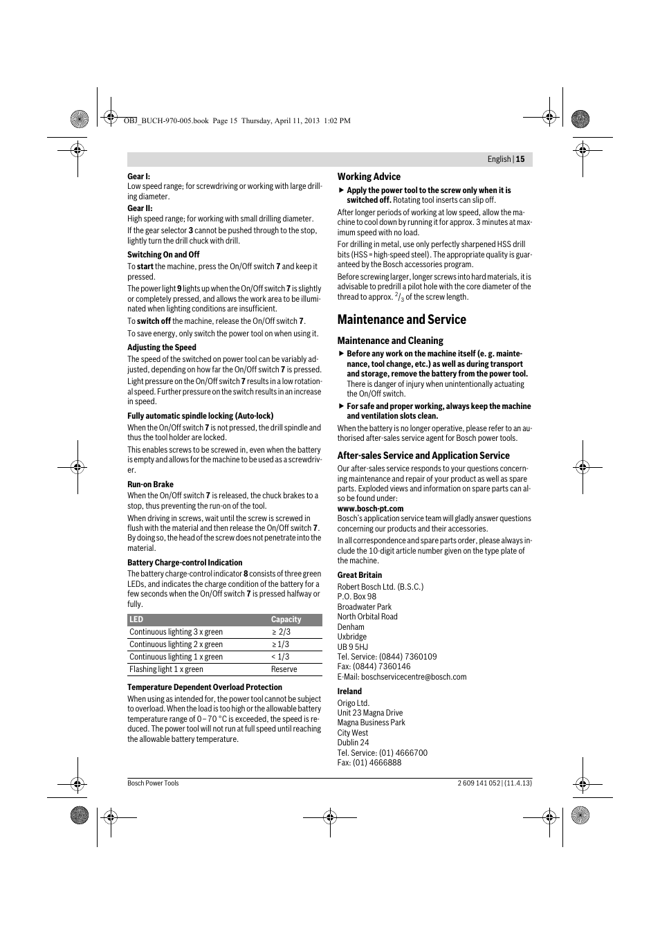 Maintenance and service | Bosch GSR 10,8-2-LI Professional User Manual | Page 15 / 169