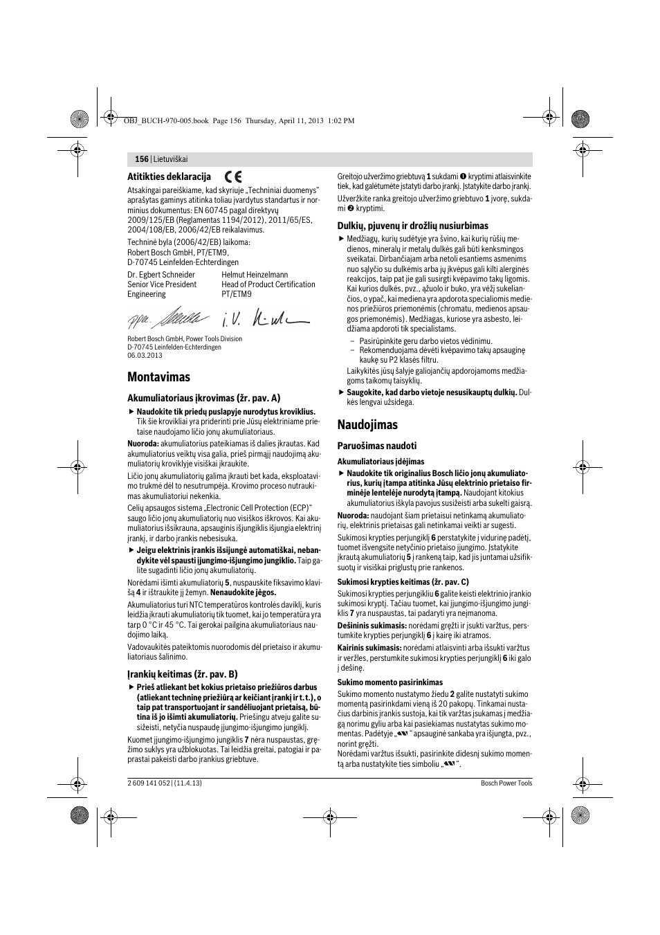 Montavimas, Naudojimas | Bosch GSR 10,8-2-LI Professional User Manual | Page 156 / 169