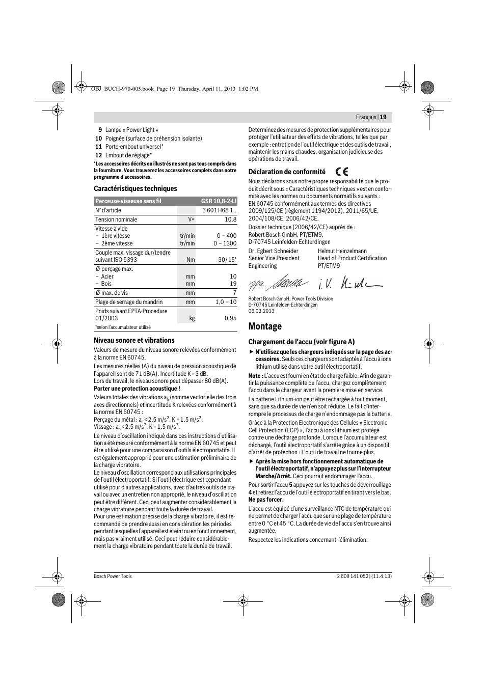 Montage | Bosch GSR 10,8-2-LI Professional User Manual | Page 19 / 169