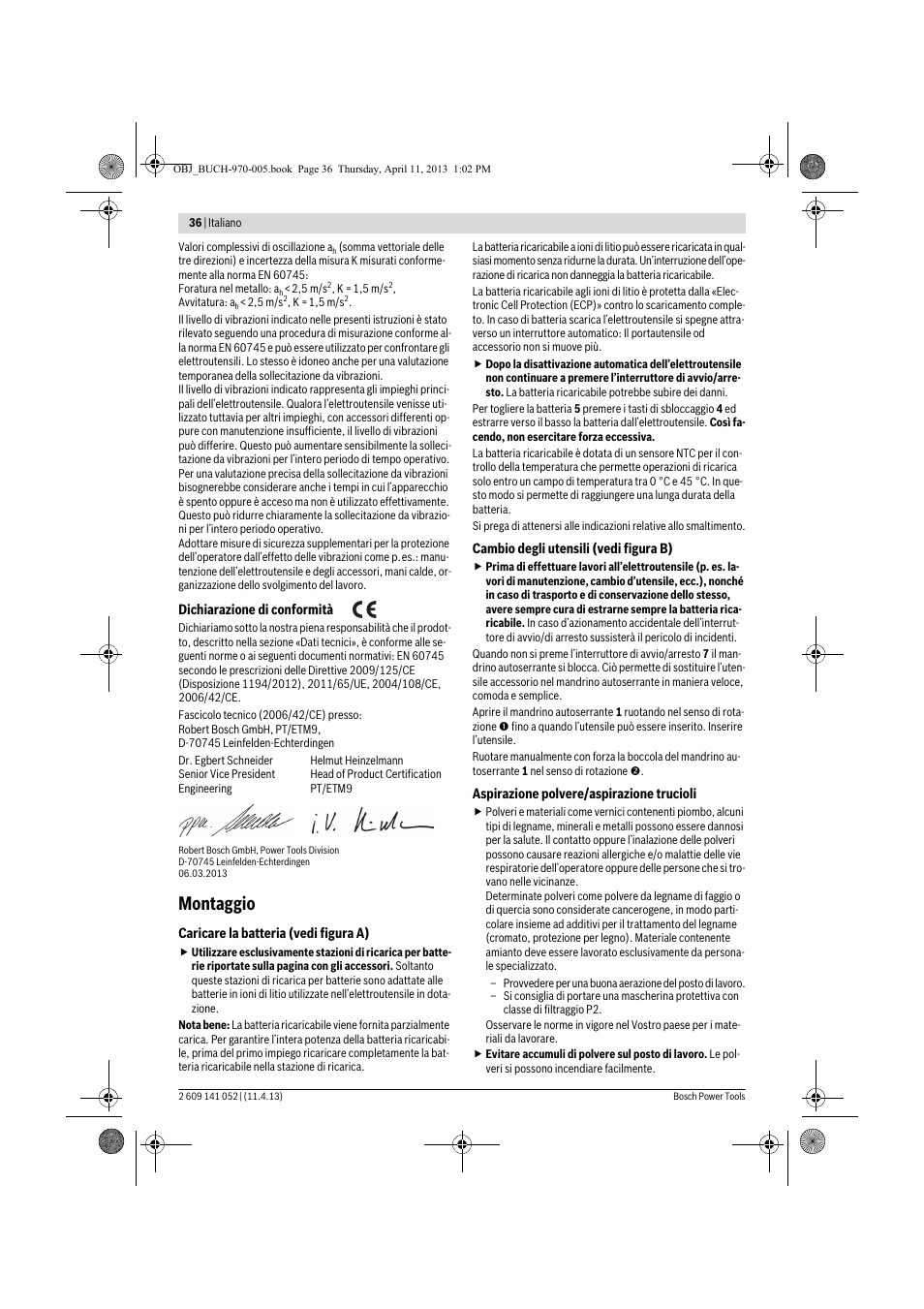 Montaggio | Bosch GSR 10,8-2-LI Professional User Manual | Page 36 / 169