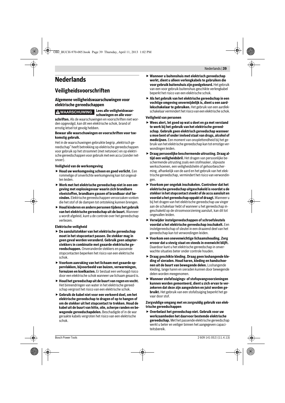 Nederlands, Veiligheidsvoorschriften | Bosch GSR 10,8-2-LI Professional User Manual | Page 39 / 169