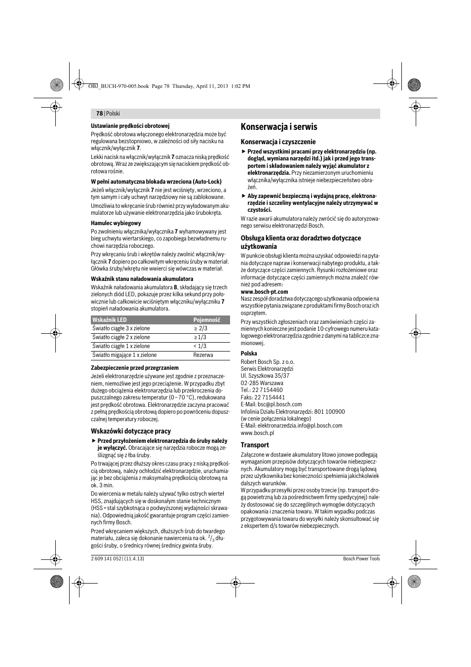 Konserwacja i serwis | Bosch GSR 10,8-2-LI Professional User Manual | Page 78 / 169