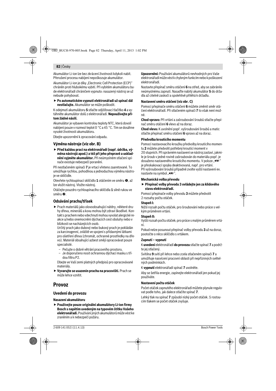 Provoz | Bosch GSR 10,8-2-LI Professional User Manual | Page 82 / 169