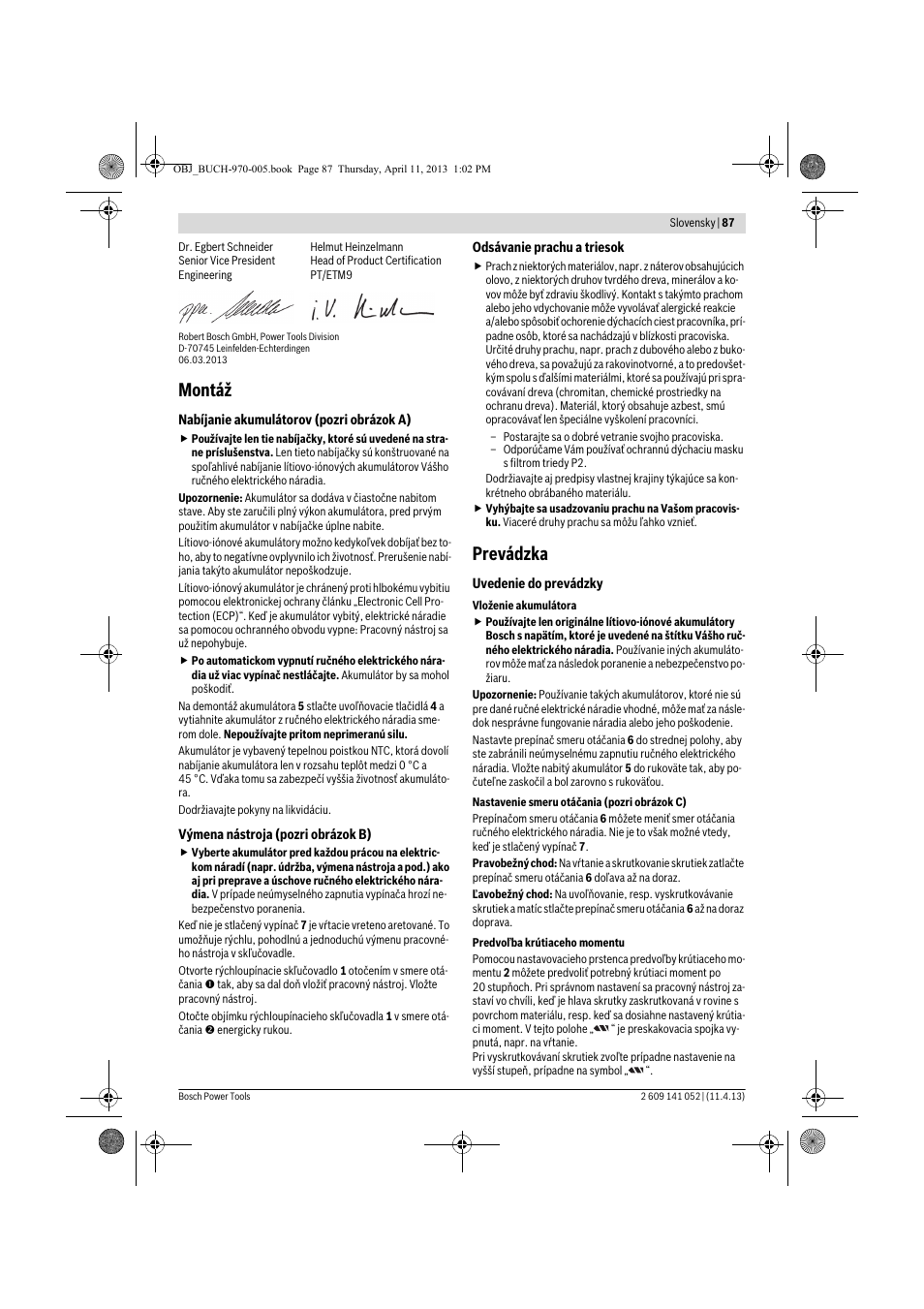 Montáž, Prevádzka | Bosch GSR 10,8-2-LI Professional User Manual | Page 87 / 169