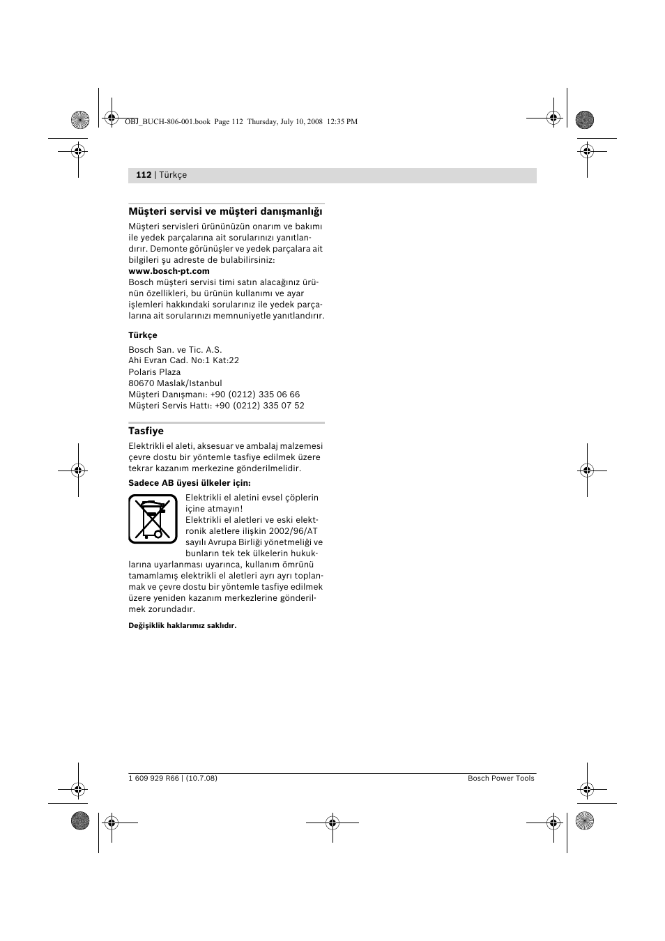 Bosch GSB 16 RE Professional User Manual | Page 112 / 229