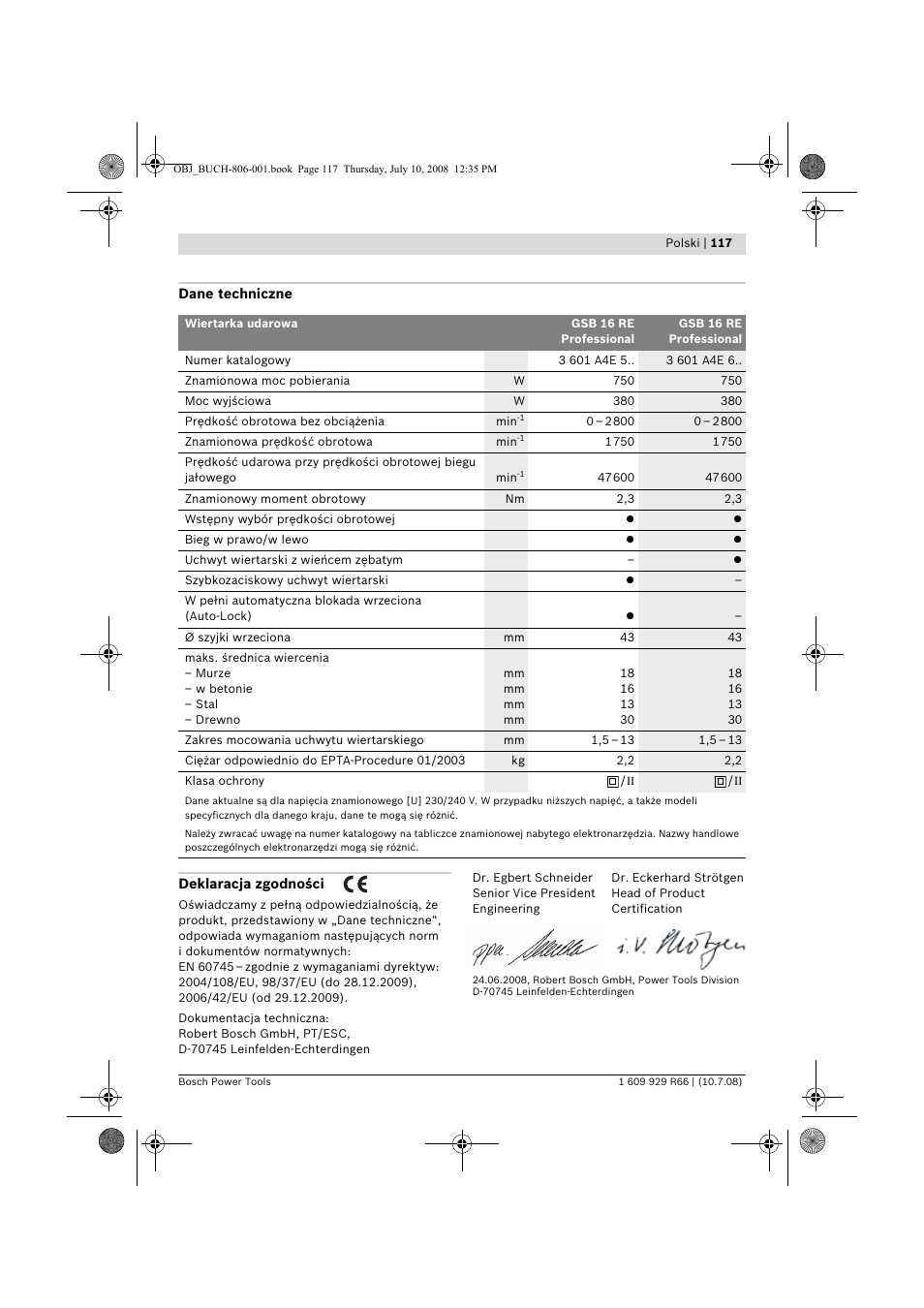 Bosch GSB 16 RE Professional User Manual | Page 117 / 229