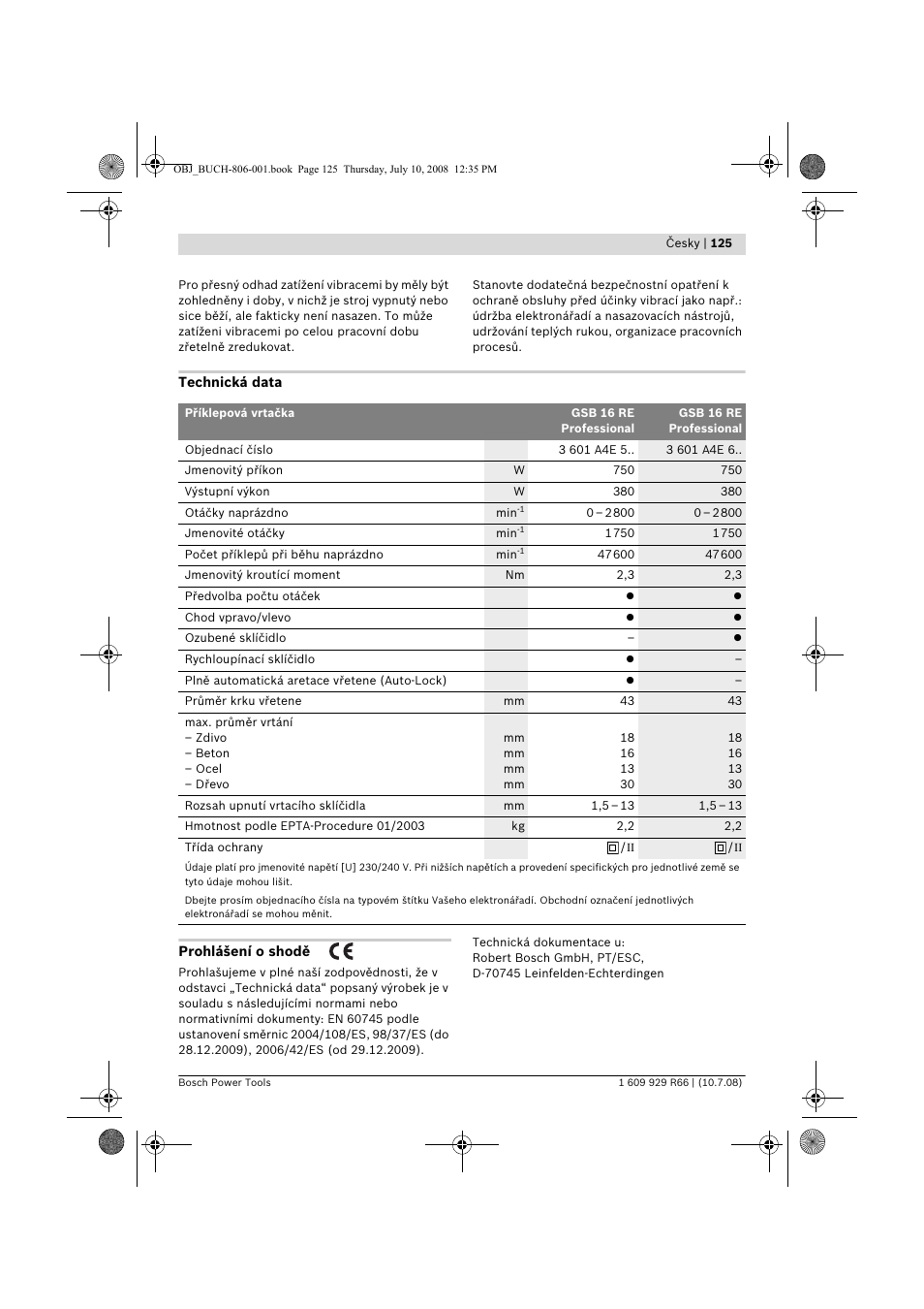 Bosch GSB 16 RE Professional User Manual | Page 125 / 229