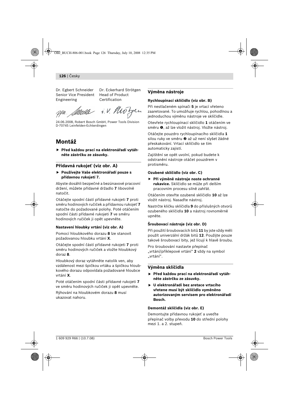 Montáž | Bosch GSB 16 RE Professional User Manual | Page 126 / 229