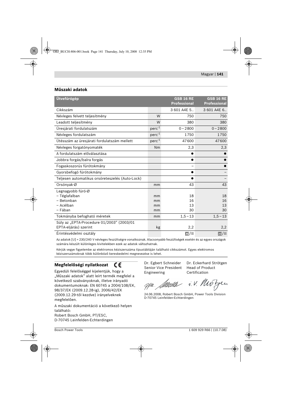 Bosch GSB 16 RE Professional User Manual | Page 141 / 229