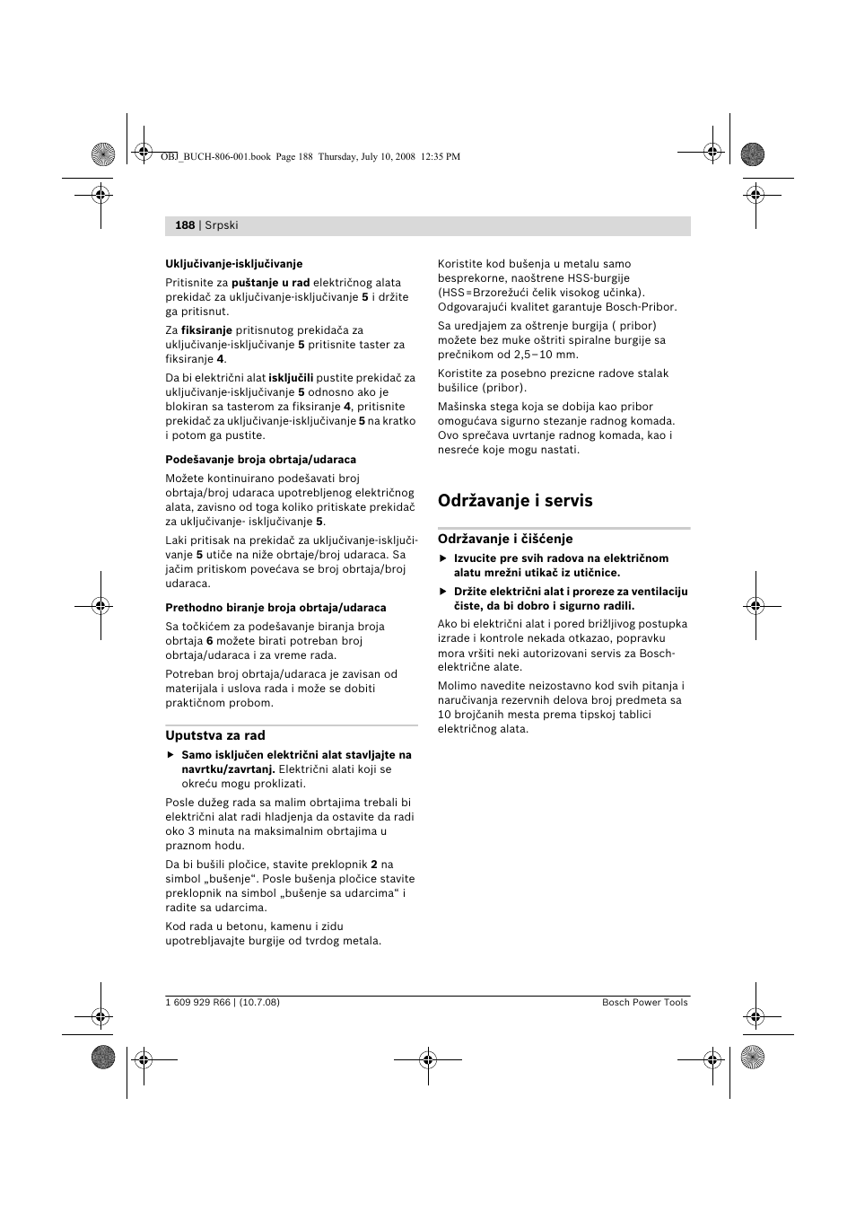 Održavanje i servis | Bosch GSB 16 RE Professional User Manual | Page 188 / 229