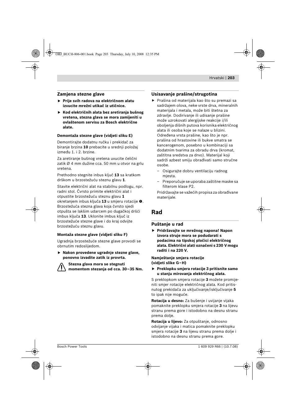 Bosch GSB 16 RE Professional User Manual | Page 203 / 229