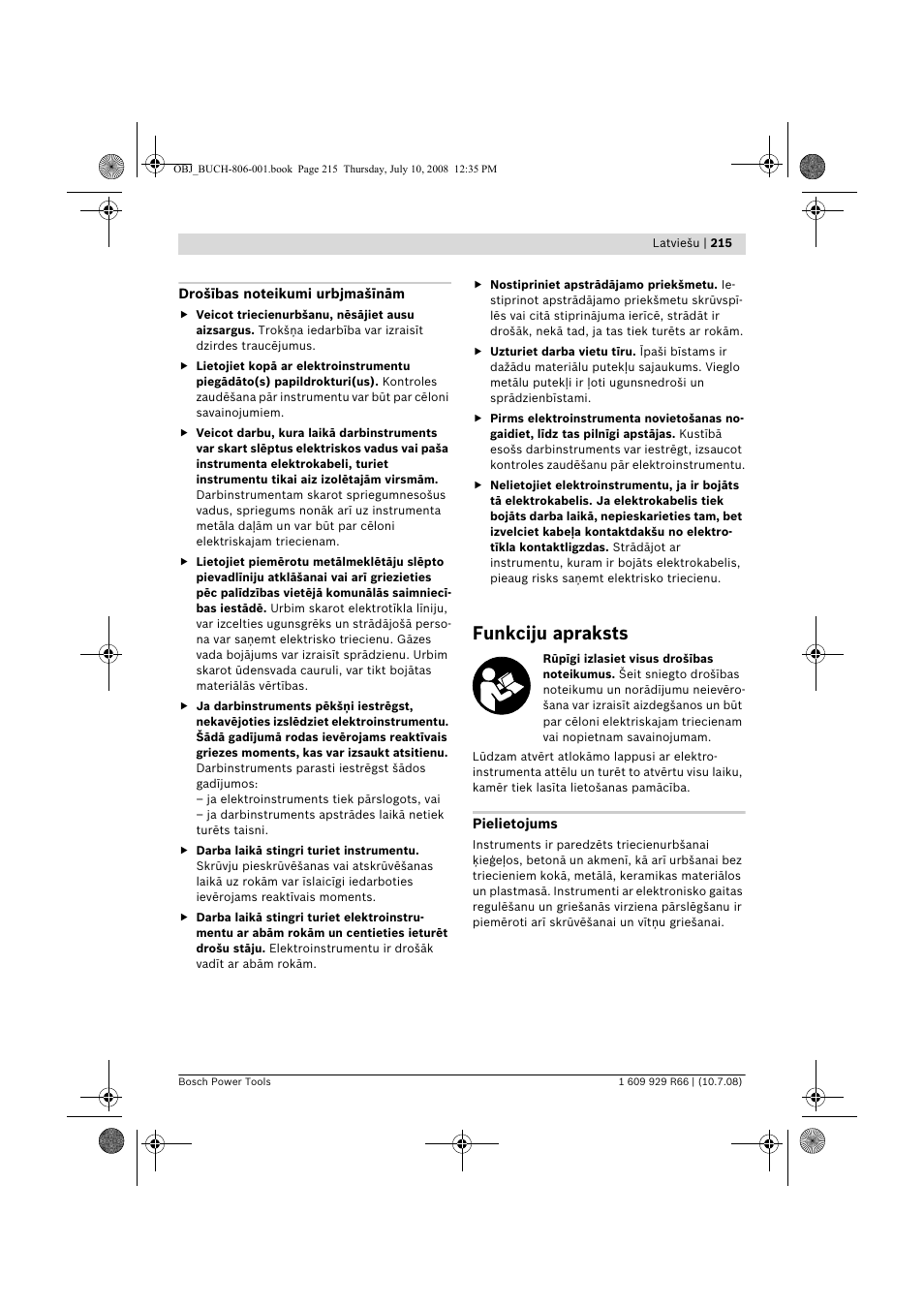 Funkciju apraksts | Bosch GSB 16 RE Professional User Manual | Page 215 / 229