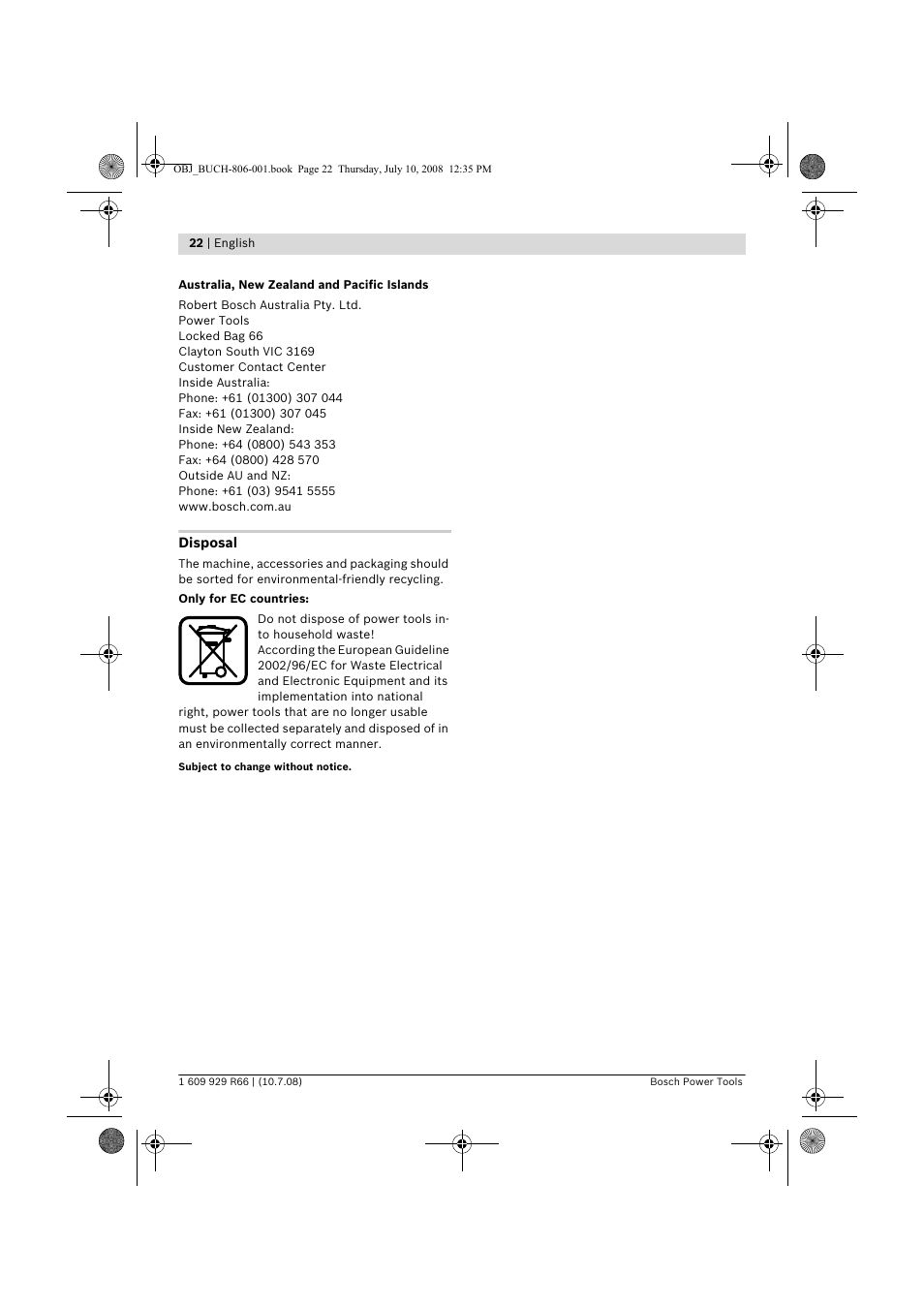 Bosch GSB 16 RE Professional User Manual | Page 22 / 229